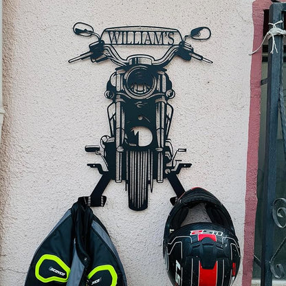 PLTZCRAFT Custom Motorcycle Helmet Holder Metal Art, Personalized Motorcycle Sign, Motorbike Gifts for Men, Guy, Fathers Day, Boyfriend, Dads, Biker Lovers Helmet Gift