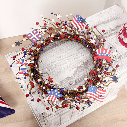 17.7 Inch Patriotic Wreath, July 4th Memorial Day Door Wreath, Independence Day Door and Window Wreath...