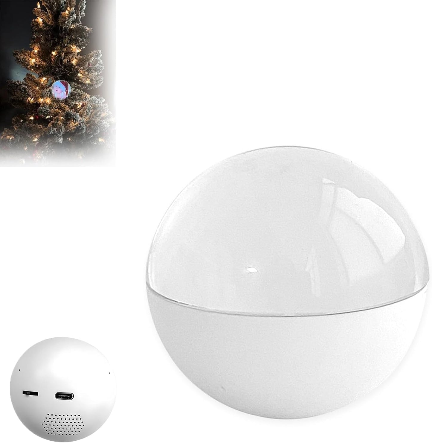 Christmas Memory Orb, Xmas Memory Sphere Ultrasound Ornament, Electronic Crystal Ball Video Player, WiFi 3D Orbs Ball, Uploadable Videos &Photos(Black,Ordinary)