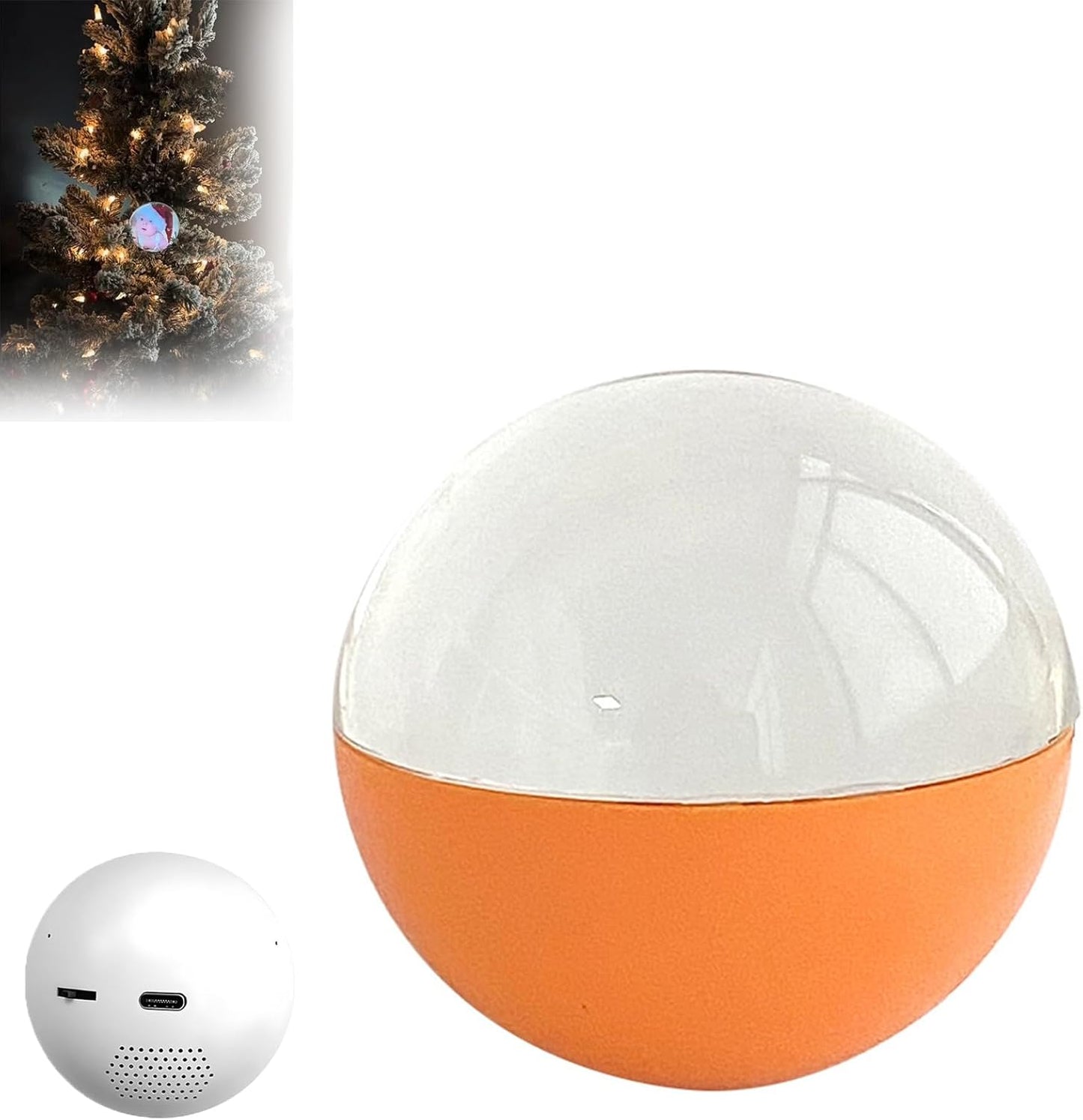 Christmas Memory Orb, Xmas Memory Sphere Ultrasound Ornament, Electronic Crystal Ball Video Player, WiFi 3D Orbs Ball, Uploadable Videos &Photos(Black,Ordinary)