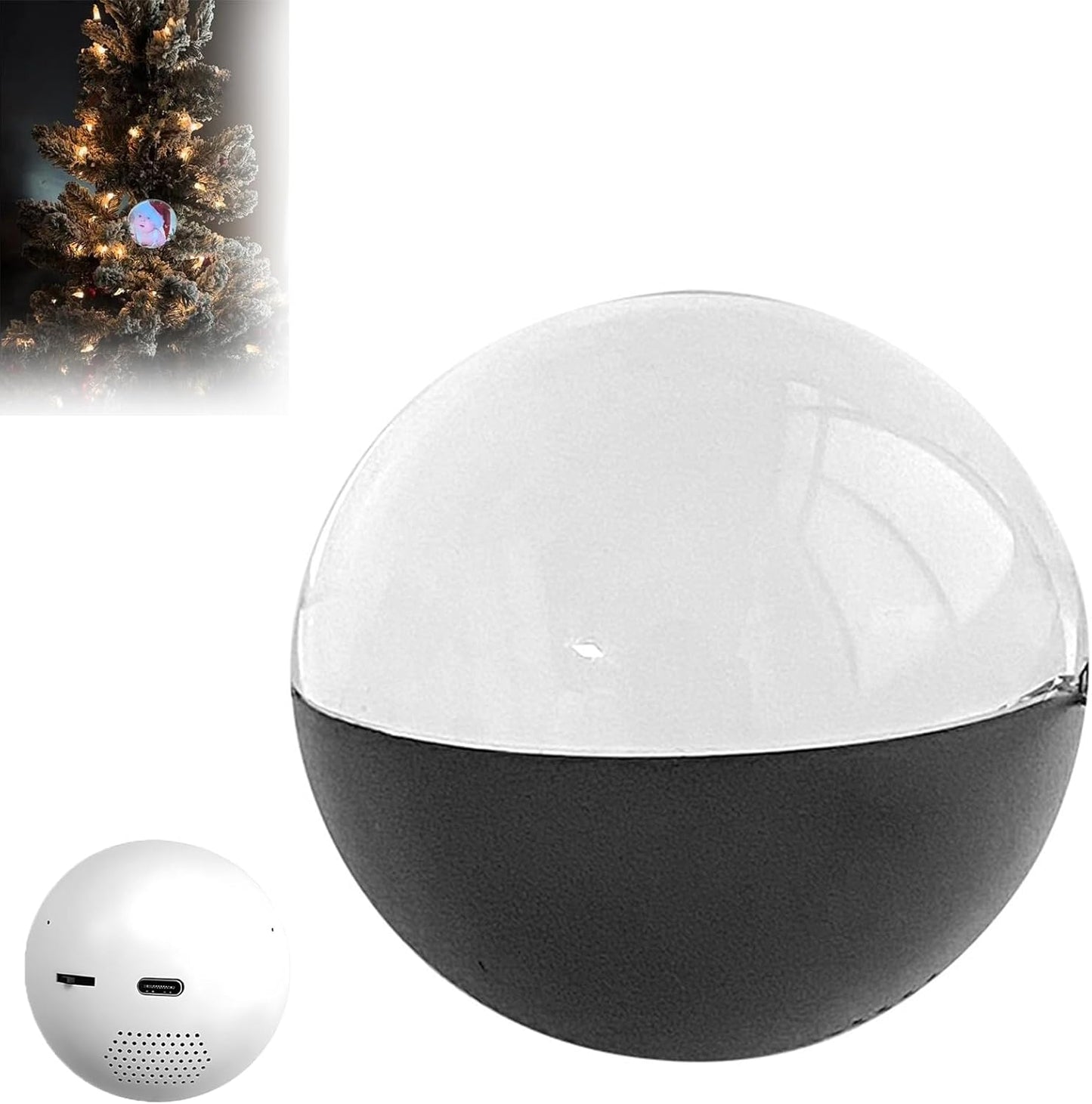 Christmas Memory Orb, Xmas Memory Sphere Ultrasound Ornament, Electronic Crystal Ball Video Player, WiFi 3D Orbs Ball, Uploadable Videos &Photos(Black,Ordinary)