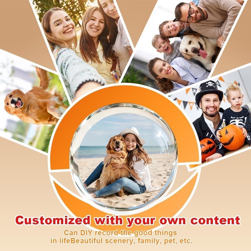 Christmas Memory Orb, Xmas Memory Sphere Ultrasound Ornament, Electronic Crystal Ball Video Player, WiFi 3D Orbs Ball, Uploadable Videos &Photos(Black,Ordinary)