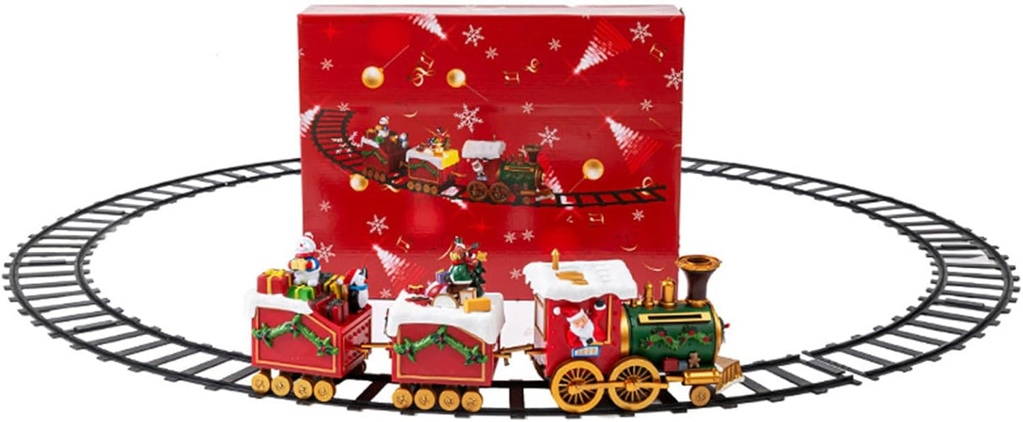 Christmas Locomotive Toy Train Set for Christmas Tree Decoration Santa Train Train with Music and Light Party Supplies