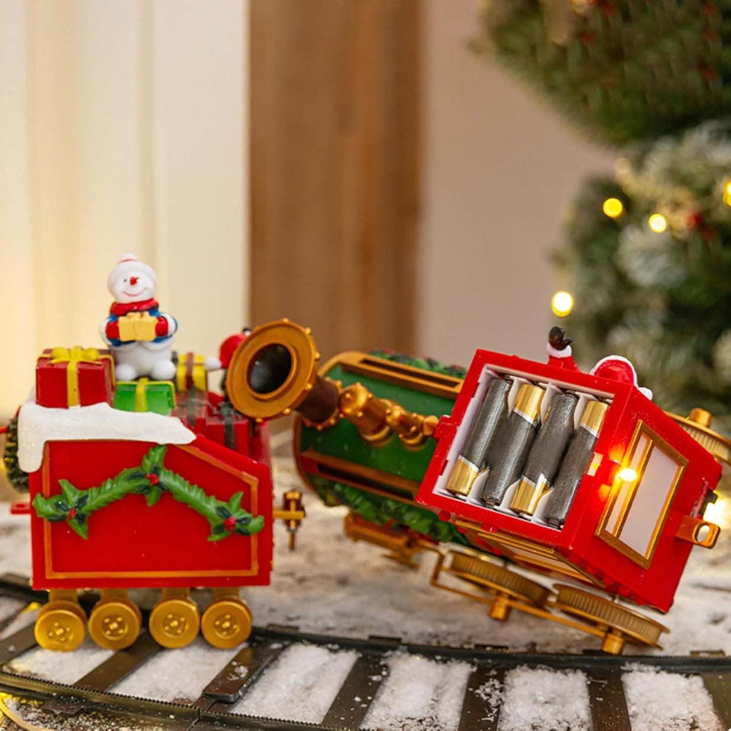 Christmas Locomotive Toy Train Set for Christmas Tree Decoration Santa Train Train with Music and Light Party Supplies