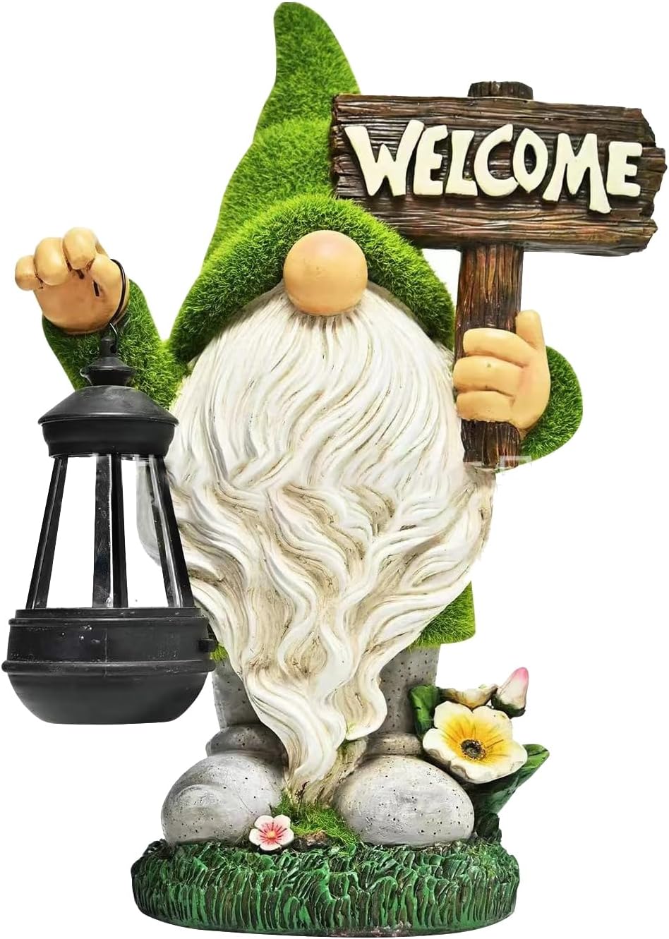 Whimsical Solar Goblin Statue for Garden – Large Resin Outdoor Figurine with Lantern Light, Funny Yard Decoration for Lawn, Porch & Patio