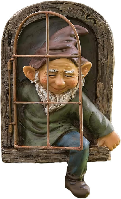 Garden Gnome Statue,Climbing Elves Sculpture,Outdoor Fairy Door Figurines,Fairy Hanging Decor,Tree Hugger Perfect for Garden Lovers Lawn, Patio,Yard Decor,Tree Peeker