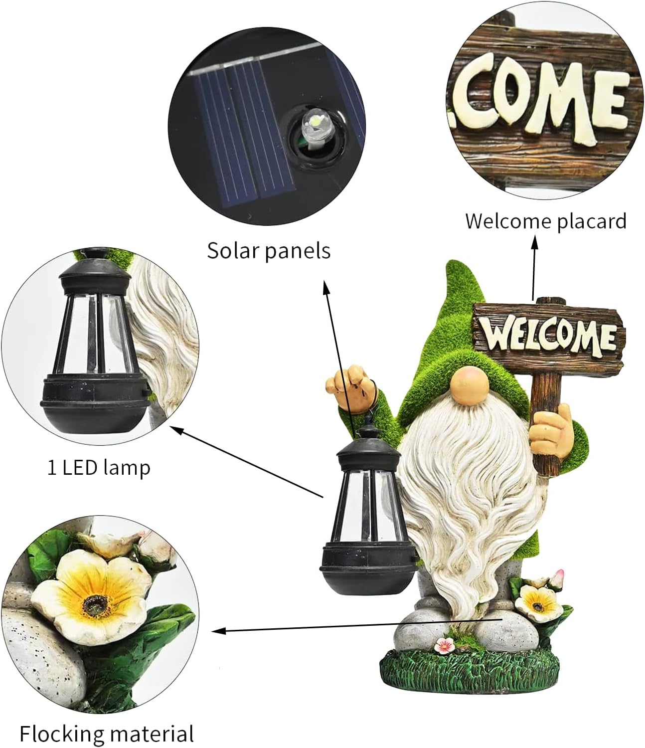 Whimsical Solar Goblin Statue for Garden – Large Resin Outdoor Figurine with Lantern Light, Funny Yard Decoration for Lawn, Porch & Patio