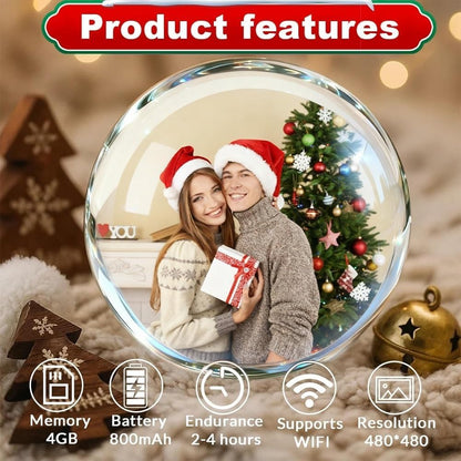 Christmas Memory Orb, Xmas Memory Sphere Ultrasound Ornament, Electronic Crystal Ball Video Player, WiFi 3D Orbs Ball, Uploadable Videos &Photos(Black,Ordinary)