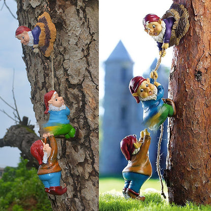 Garden Gnome Statue,Climbing Elves Sculpture,Outdoor Fairy Door Figurines,Fairy Hanging Decor,Tree Hugger Perfect for Garden Lovers Lawn, Patio,Yard Decor,Tree Peeker