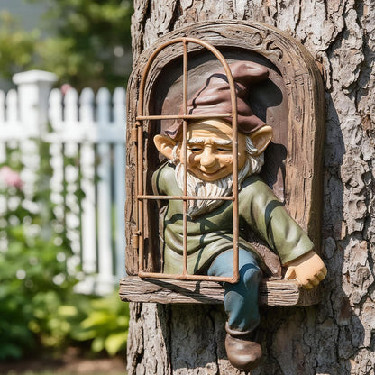 Garden Gnome Statue,Climbing Elves Sculpture,Outdoor Fairy Door Figurines,Fairy Hanging Decor,Tree Hugger Perfect for Garden Lovers Lawn, Patio,Yard Decor,Tree Peeker