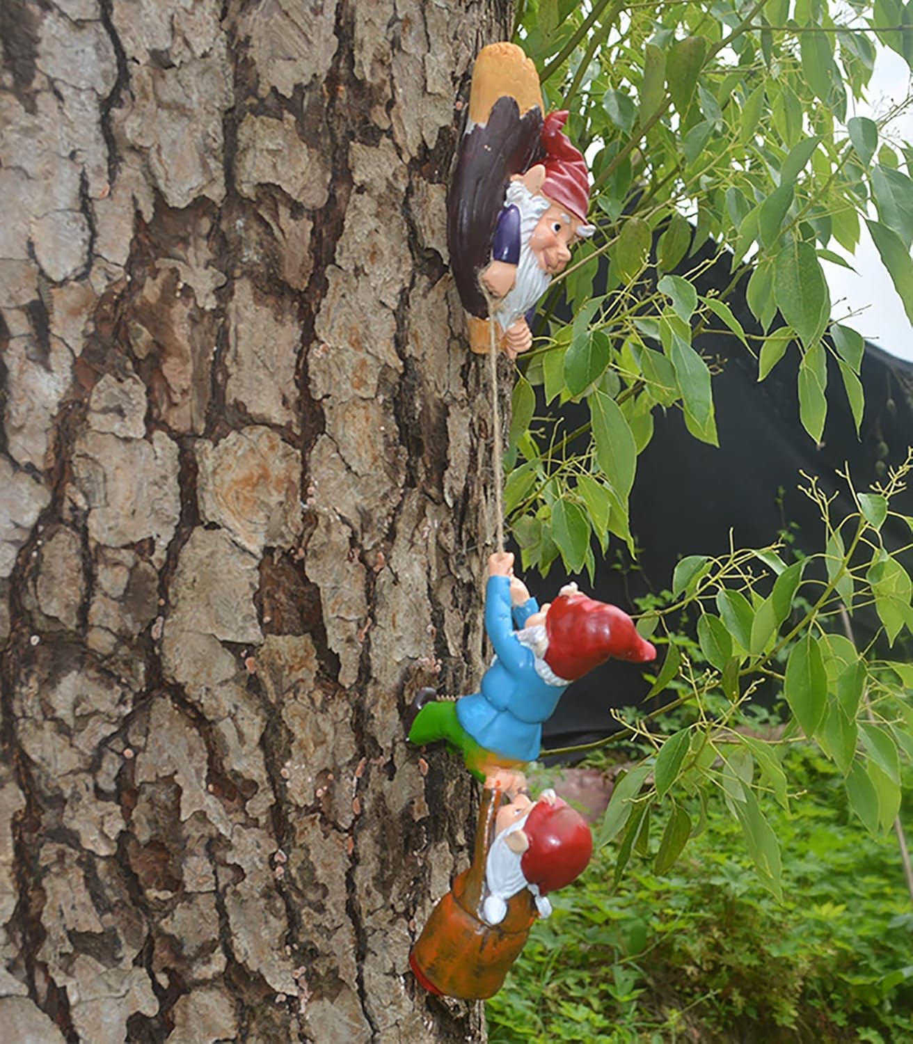 Garden Gnome Statue,Climbing Elves Sculpture,Outdoor Fairy Door Figurines,Fairy Hanging Decor,Tree Hugger Perfect for Garden Lovers Lawn, Patio,Yard Decor,Tree Peeker