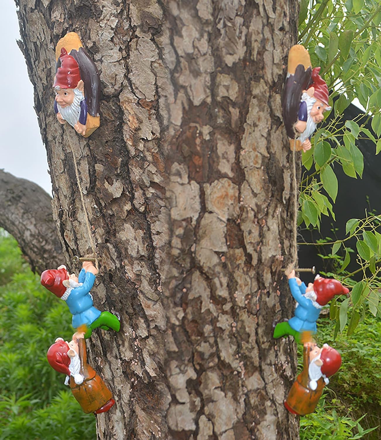 Garden Gnome Statue,Climbing Elves Sculpture,Outdoor Fairy Door Figurines,Fairy Hanging Decor,Tree Hugger Perfect for Garden Lovers Lawn, Patio,Yard Decor,Tree Peeker