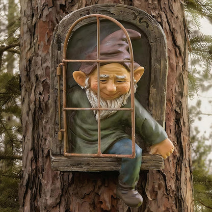 Garden Gnome Statue,Climbing Elves Sculpture,Outdoor Fairy Door Figurines,Fairy Hanging Decor,Tree Hugger Perfect for Garden Lovers Lawn, Patio,Yard Decor,Tree Peeker