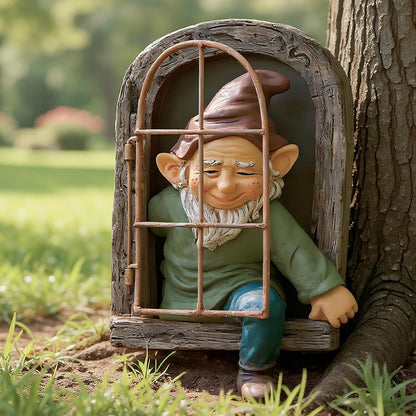Garden Gnome Statue,Climbing Elves Sculpture,Outdoor Fairy Door Figurines,Fairy Hanging Decor,Tree Hugger Perfect for Garden Lovers Lawn, Patio,Yard Decor,Tree Peeker
