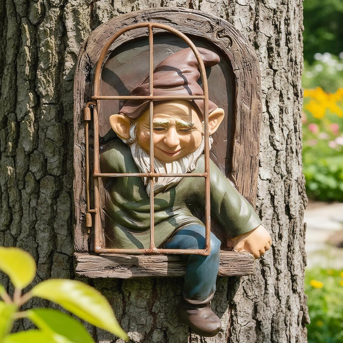 Garden Gnome Statue,Climbing Elves Sculpture,Outdoor Fairy Door Figurines,Fairy Hanging Decor,Tree Hugger Perfect for Garden Lovers Lawn, Patio,Yard Decor,Tree Peeker