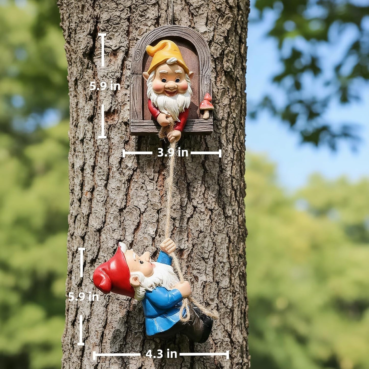 Garden Gnome Statue,Climbing Elves Sculpture,Outdoor Fairy Door Figurines,Fairy Hanging Decor,Tree Hugger Perfect for Garden Lovers Lawn, Patio,Yard Decor,Tree Peeker