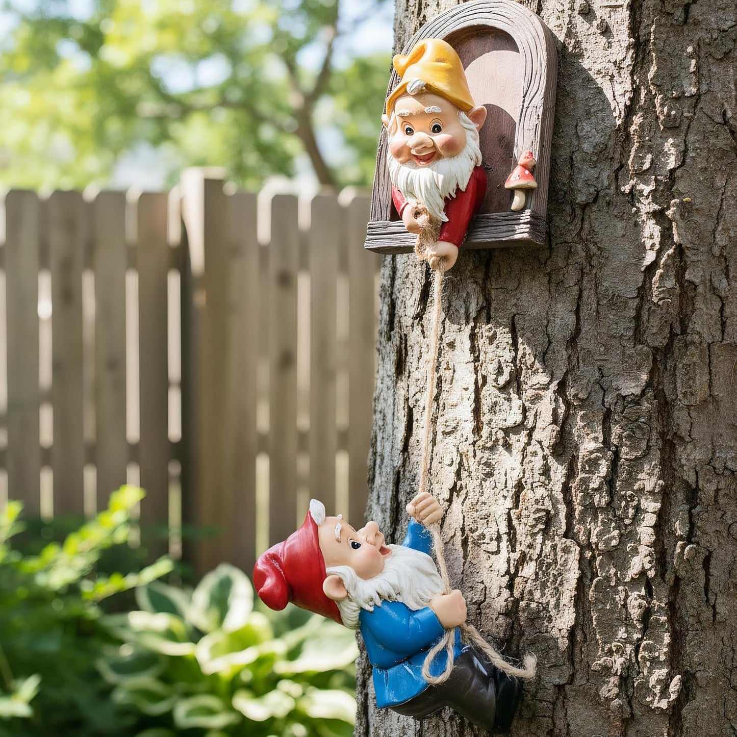 Garden Gnome Statue,Climbing Elves Sculpture,Outdoor Fairy Door Figurines,Fairy Hanging Decor,Tree Hugger Perfect for Garden Lovers Lawn, Patio,Yard Decor,Tree Peeker