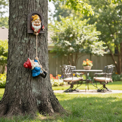 Garden Gnome Statue,Climbing Elves Sculpture,Outdoor Fairy Door Figurines,Fairy Hanging Decor,Tree Hugger Perfect for Garden Lovers Lawn, Patio,Yard Decor,Tree Peeker